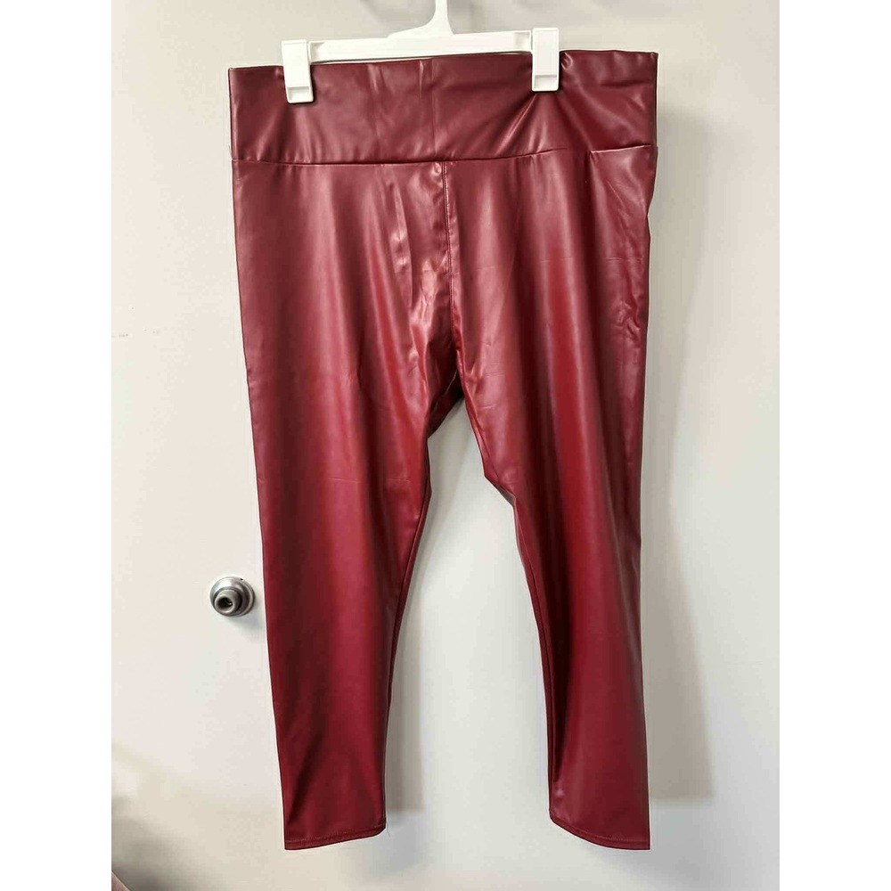 Women's Plus Size Sexy‎ Stretchy High Waisted PLEATHER JEGGINGS Leggings L - Picture 3 of 3